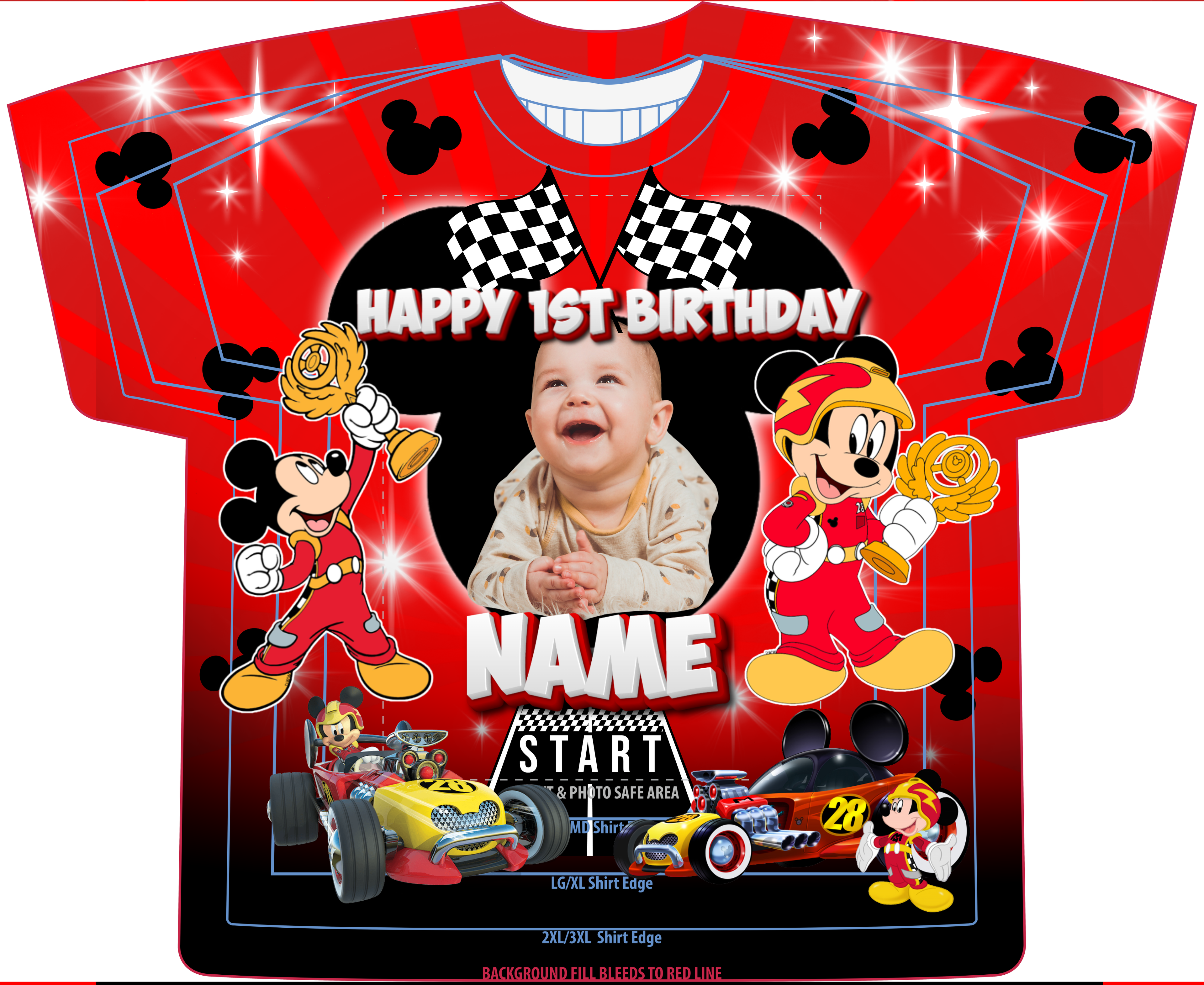Mickey Mouse Birthday All Over Print T-Shirt | Personalized T-Shirt | Birthday Shirt | 3D Shirt | Birthday Gift | Kids Shirt | Custom Birthday Shirt (Copy) (Copy)