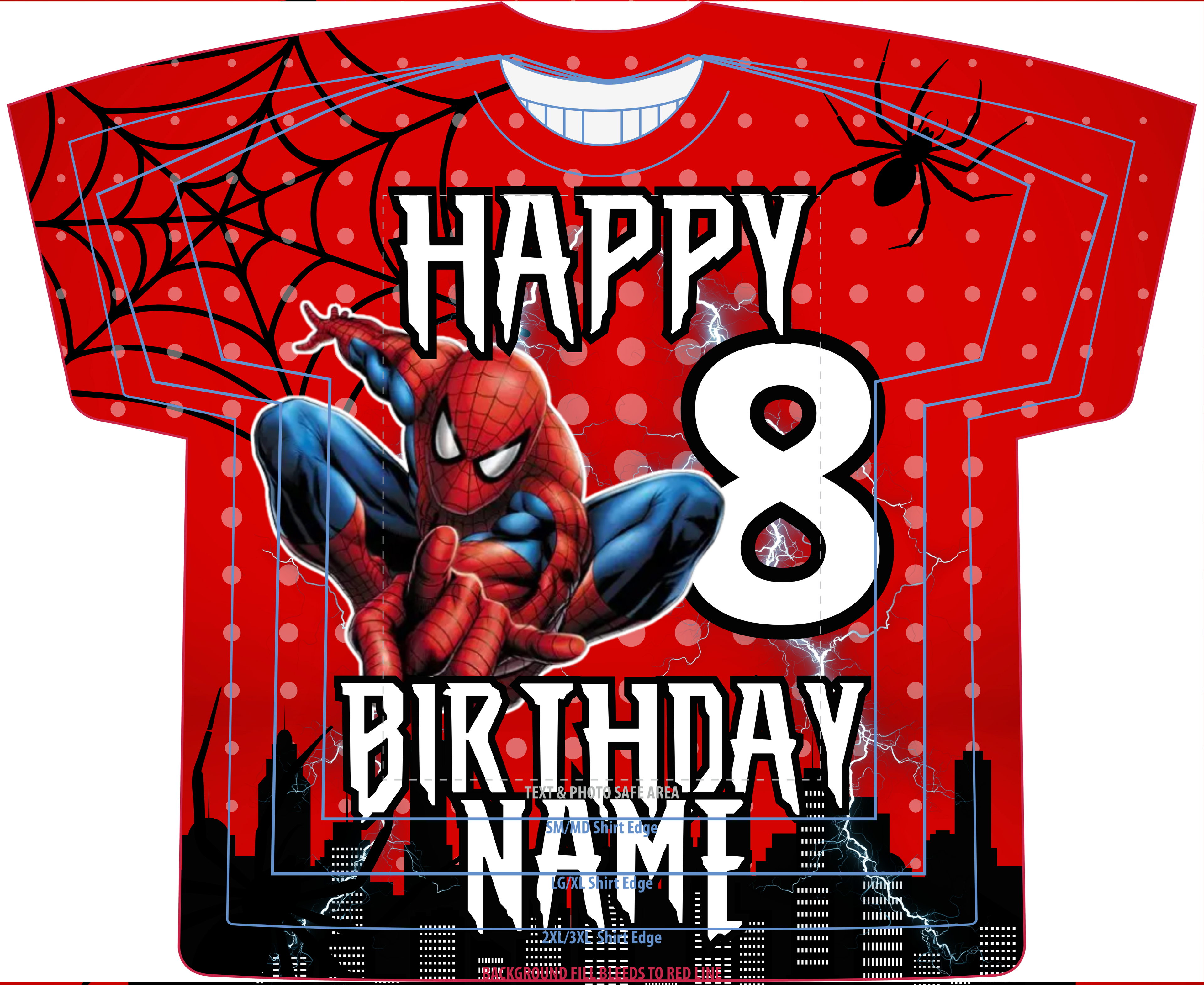 Spider Man Birthday All Over Print T-Shirt | Personalized T-Shirt | Birthday Shirt | 3D Shirt | Birthday Gift | Kids Shirt | Custom Birthday Shirt (Copy)